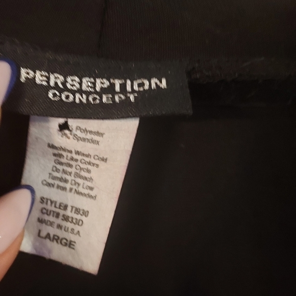 Perseption Concept Black And White Layered Top Blouse Stretch Size L - Picture 3 of 3